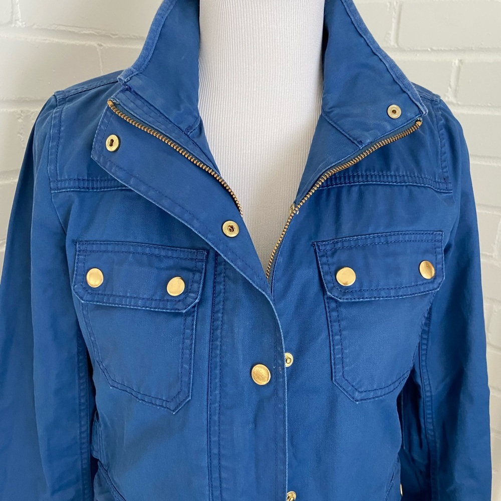Women's Casual J. Crew Size M Cobalt Blue Jacket With Gold Accents - Picture 4 of 12